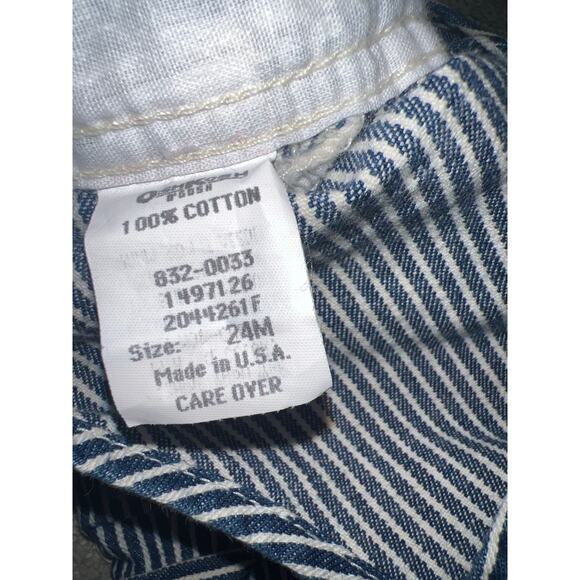 Vintage Oshkosh Hickory blue Stripe Train Conductor boy denim Overalls size 24 - Picture 4 of 6